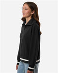 Holloway 223782 Women's Heritage Prep Quarter-Zip Pullover - Black/ Vanilla - model side