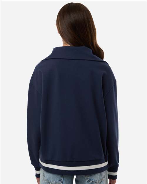 Holloway 223782 Women's Heritage Prep Quarter-Zip Pullover - Navy/ Vanilla - model back