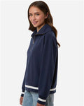 Holloway 223782 Women's Heritage Prep Quarter-Zip Pullover - Navy/ Vanilla - model side