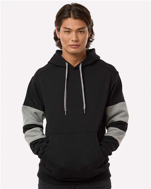 Holloway 229576 Unisex Jackson Way Hooded Sweatshirt - Black/ Charcoal Heather - model front