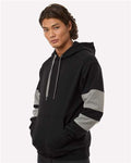 Holloway 229576 Unisex Jackson Way Hooded Sweatshirt - Black/ Charcoal Heather - model side