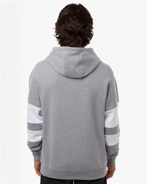 Holloway 229576 Unisex Jackson Way Hooded Sweatshirt - Charcoal Heather/ White - model back