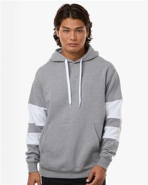 Holloway 229576 Unisex Jackson Way Hooded Sweatshirt - Charcoal Heather/ White - model front