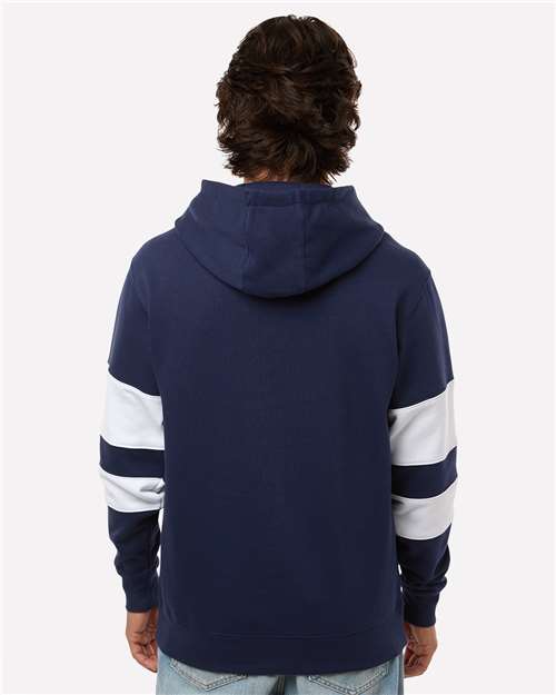 Holloway 229576 Unisex Jackson Way Hooded Sweatshirt - Navy/ White - model back