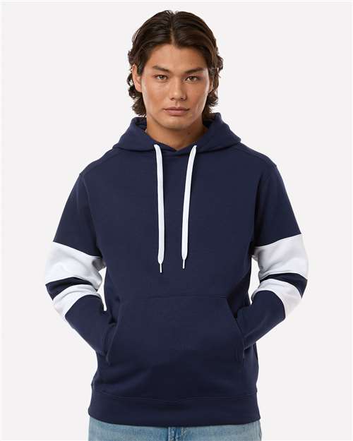 Holloway 229576 Unisex Jackson Way Hooded Sweatshirt - Navy/ White - model front
