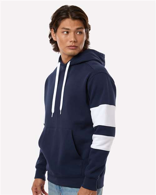 Holloway 229576 Unisex Jackson Way Hooded Sweatshirt - Navy/ White - model side