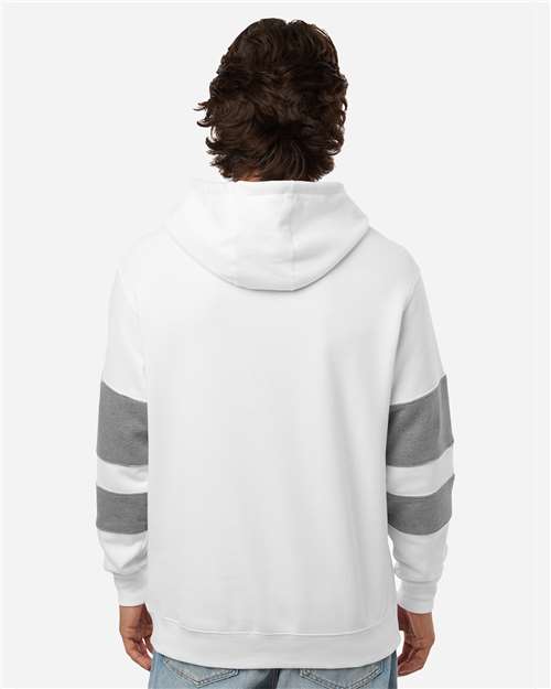 Holloway 229576 Unisex Jackson Way Hooded Sweatshirt - White/ Charcoal Heather - model back