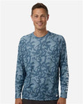 HUK H12L0017 Men's Lopro Running Lakes Long Sleeve T-Shirt - Titanium Blue - model front