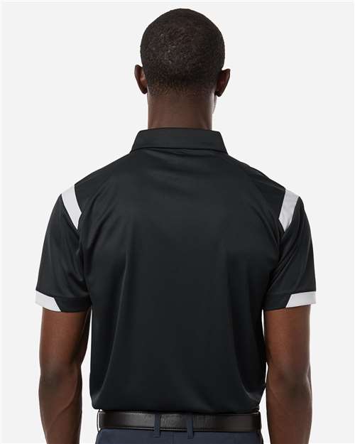 Badger 3350 Unisex On the Rise Polo - Black/ White - model back