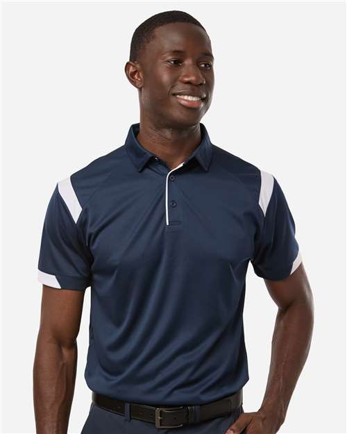 Badger 3350 Unisex On the Rise Polo - Navy/ White - model front