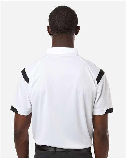 Badger 3350 Unisex On the Rise Polo - White/ Black - model back