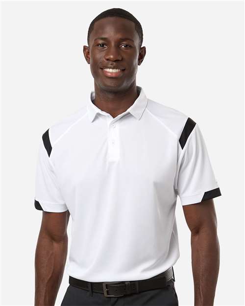 Badger 3350 Unisex On the Rise Polo - White/ Black - model front