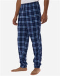 Boxercraft BM6625 Unisex Flannel Joggers - Navy/ Columbia Plaid - model side