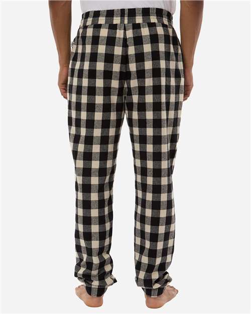 Boxercraft BM6625 Unisex Flannel Joggers - Black/ Ecru Buffalo Plaid - model back
