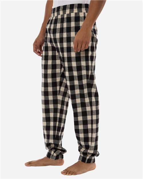 Boxercraft BM6625 Unisex Flannel Joggers - Black/ Ecru Buffalo Plaid - model side