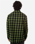 Boxercraft BU7401 Men's Flannel Button Down Shirt - Army/ Black Buffalo - model back