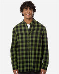 Boxercraft BU7401 Men's Flannel Button Down Shirt - Army/ Black Buffalo - model front