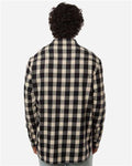 Boxercraft BU7401 Men's Flannel Button Down Shirt - Black/ Ecru Buffalo Plaid - model back