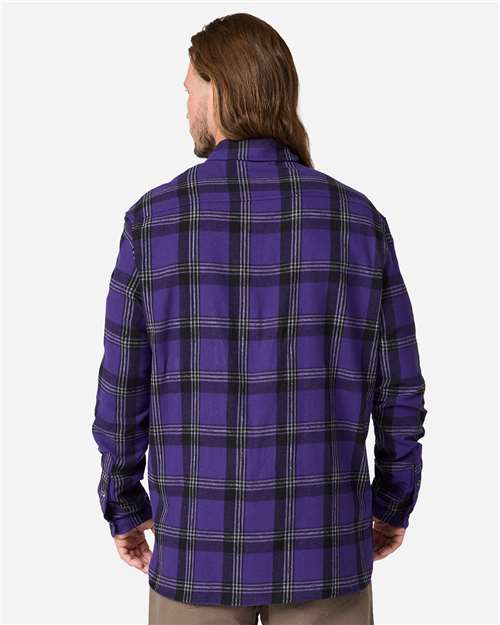 Boxercraft BU7401 Men's Flannel Button Down Shirt - Purple Mcintosh Plaid - model back