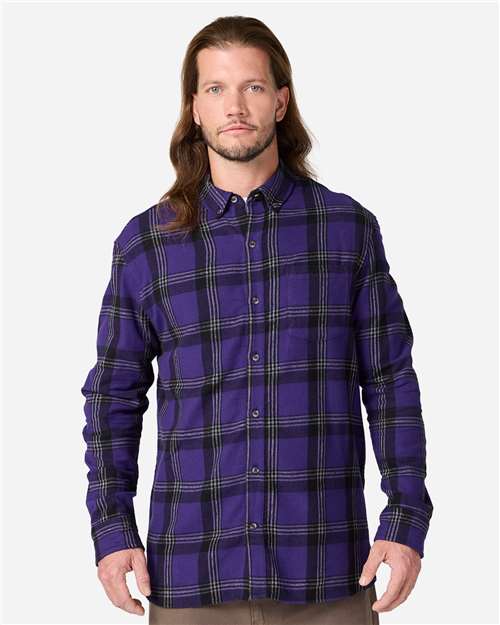 Boxercraft BU7401 Men's Flannel Button Down Shirt - Purple Mcintosh Plaid - model front