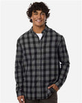 Boxercraft BU7401 Men's Flannel Button Down Shirt - Charcoal/ Black Buffalo - model front