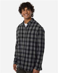 Boxercraft BU7401 Men's Flannel Button Down Shirt - Charcoal/ Black Buffalo - model side