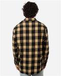 Boxercraft BU7401 Men's Flannel Button Down Shirt - Dark Khaki Plaid - model back