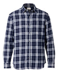Boxercraft BU7401 Men's Flannel Button Down Shirt - Navy/ Silver Plaid - front