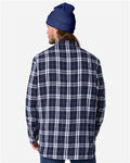 Boxercraft BU7401 Men's Flannel Button Down Shirt - Navy/ Silver Plaid - model back