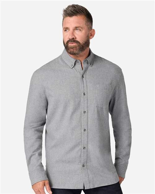Boxercraft BU7401 Men's Flannel Button Down Shirt - Oxford Heather - model front