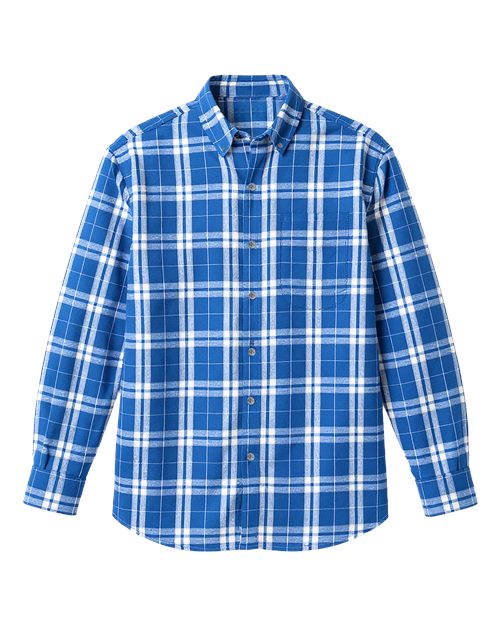 Boxercraft BU7401 Men's Flannel Button Down Shirt - Royal/ Silver Plaid - front