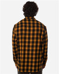 Boxercraft BU7401 Men's Flannel Button Down Shirt - Tobacco/ Black Buffalo - model back