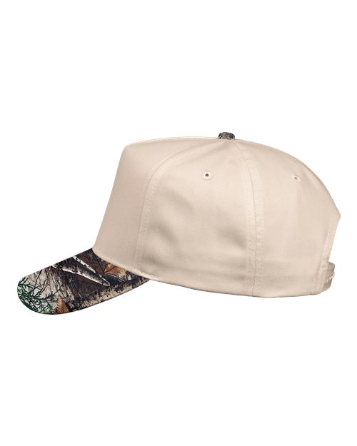 Valucap 8869 Five-Panel Twill Cap - Natural/ Realtree All Purpose - side