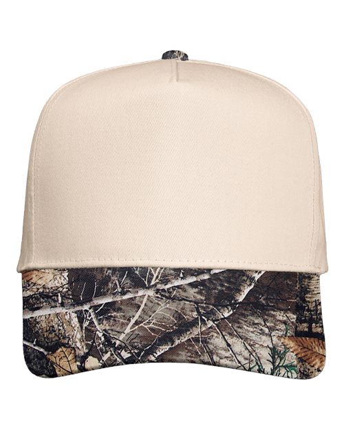 Valucap 8869 Five-Panel Twill Cap - Natural/ Realtree All Purpose - front