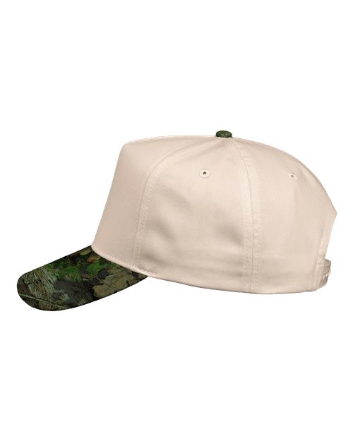 Valucap 8869 Five-Panel Twill Cap - Natural/ Mossy Oak Breakup - side