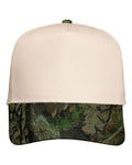 Valucap 8869 Five-Panel Twill Cap - Natural/ Mossy Oak Breakup - front