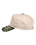 Valucap 8869 Five-Panel Twill Cap - Natural/ Camo Green - side