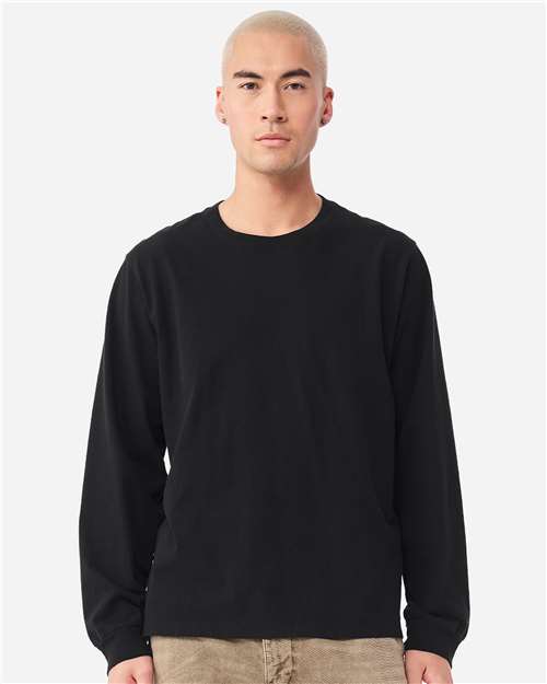BELLA + CANVAS 4851GD Unisex Heavyweight Garment-Dyed Long Sleeve Tee - Black - model front