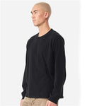 BELLA + CANVAS 4851GD Unisex Heavyweight Garment-Dyed Long Sleeve Tee - Black - model side