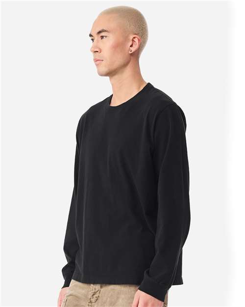 BELLA + CANVAS 4851GD Unisex Heavyweight Garment-Dyed Long Sleeve Tee - Black - model side