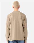 BELLA + CANVAS 4851GD Unisex Heavyweight Garment-Dyed Long Sleeve Tee - Khaki - model back