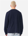 BELLA + CANVAS 4851GD Unisex Heavyweight Garment-Dyed Long Sleeve Tee - Navy - model back