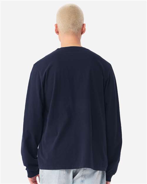 BELLA + CANVAS 4851GD Unisex Heavyweight Garment-Dyed Long Sleeve Tee - Navy - model back