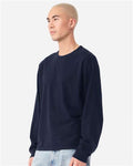 BELLA + CANVAS 4851GD Unisex Heavyweight Garment-Dyed Long Sleeve Tee - Navy - model side