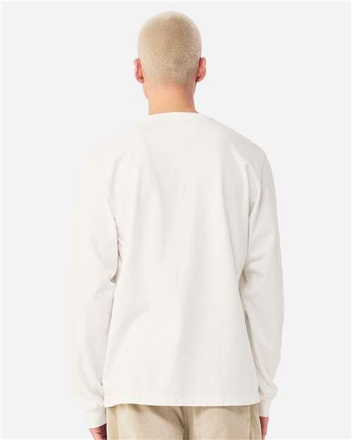 BELLA + CANVAS 4851GD Unisex Heavyweight Garment-Dyed Long Sleeve Tee - Vintage White - model back