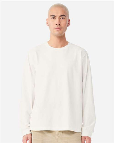 BELLA + CANVAS 4851GD Unisex Heavyweight Garment-Dyed Long Sleeve Tee - Vintage White - model front