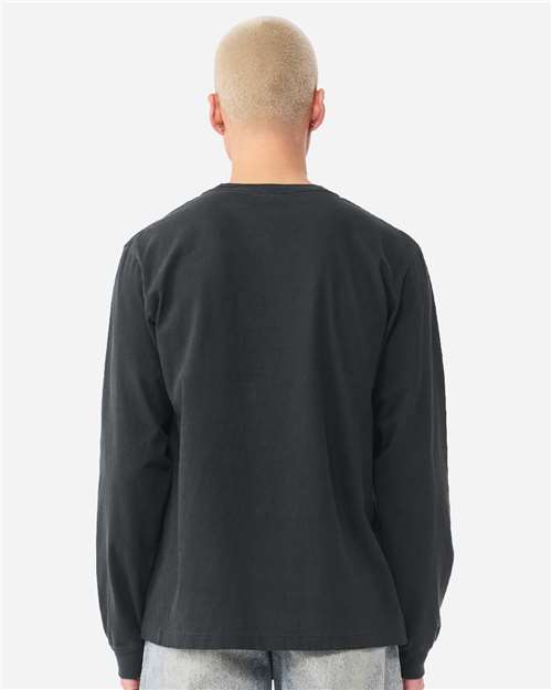 BELLA + CANVAS 4851GD Unisex Heavyweight Garment-Dyed Long Sleeve Tee - Washed Black - model back
