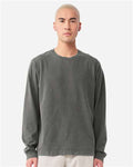 BELLA + CANVAS 4851GD Unisex Heavyweight Garment-Dyed Long Sleeve Tee - Washed Charcoal - model front