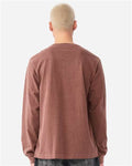 BELLA + CANVAS 4851GD Unisex Heavyweight Garment-Dyed Long Sleeve Tee - Washed Chestnut - model back