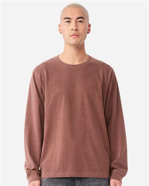 BELLA + CANVAS 4851GD Unisex Heavyweight Garment-Dyed Long Sleeve Tee - Washed Chestnut - model front